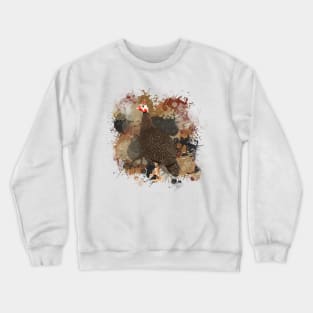 Guinea Fowl Abstract Paint Splatter Design in Warm Earth Tones Crewneck Sweatshirt